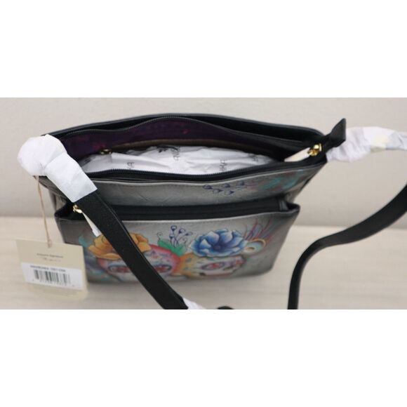 Anuschka 7207-CDA Women's Sugar Skulls Hand-Painted Leather Crossbody Bag - Picture 5 of 7